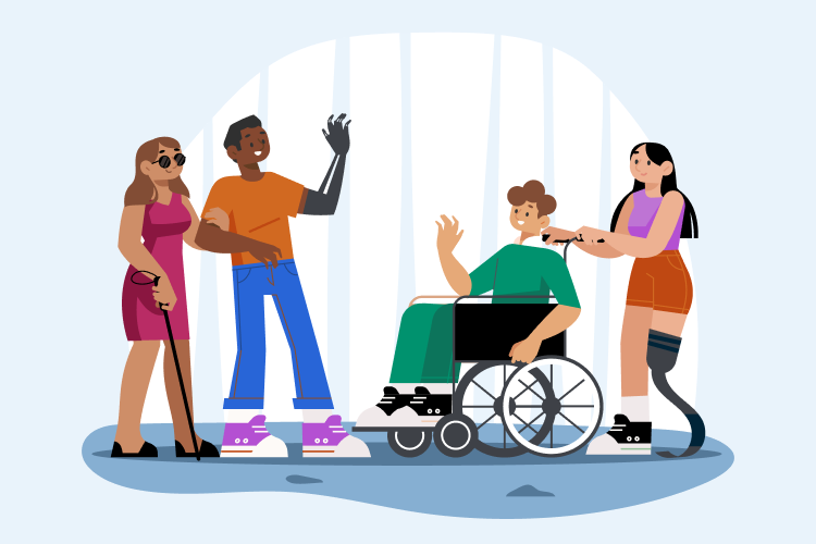 Portrait of a group of friends with disability